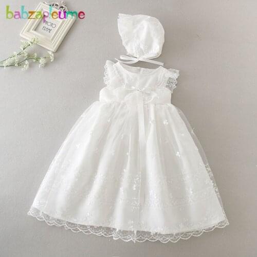2Piece/3-24M/Summer Set Newborn Clothes Baby Girls Dresses Party And Wedding Lace Infant Birthday Princess Dress+Hat BC1518-1