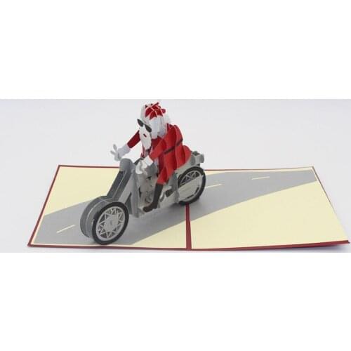 3D Laser Cut Handmade Fashion Motorcycle Cool Santa Claus Paper Invitation Greeting Card PostCard Adult Kids Creative Gift