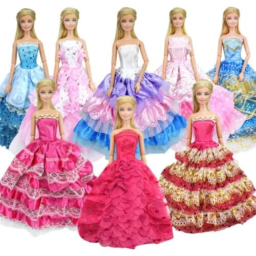 Random 5 Pcs Mixed Doll Wedding Party Gown Dress Beautiful Princess Dress Gown Accessories Best kids Gift for 12 Inch Doll Dress