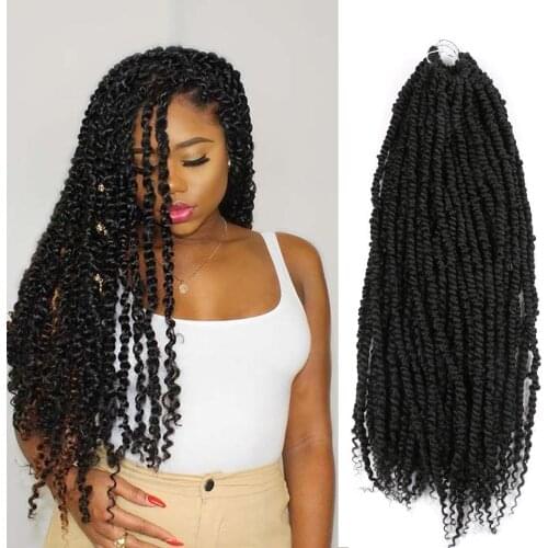 Aigemei Crochet Braiding Hair Pre-Passion Twist Braids Synthetic Hair Extensions 1B TBUG Color