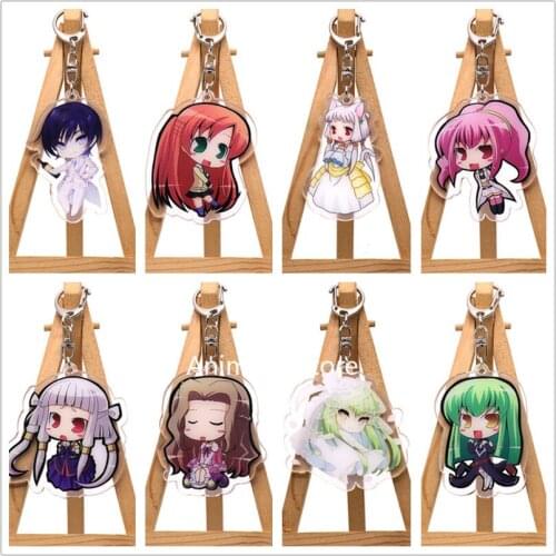 Anime Code Geass Lelouch of the Rebellion Keychain Figure Nunnally C.C. Shirley Anya Acrylic Bag Pendant Keyring for Gift