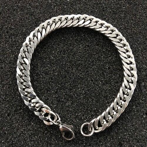 AZ 7mm High-Quality Stainless Steel Bracelets For Men Hip Hop Cuban Link Chain Hand NK Chain Women Goth Jewelry