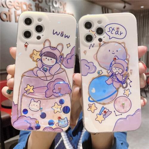 Blu-ray Cute Balloon girl Luxury Case For iphone 11 Pro Max 12 mini Cover For iphone X XR XS Max 7 Plus 8 6 6S Plus Phone bag