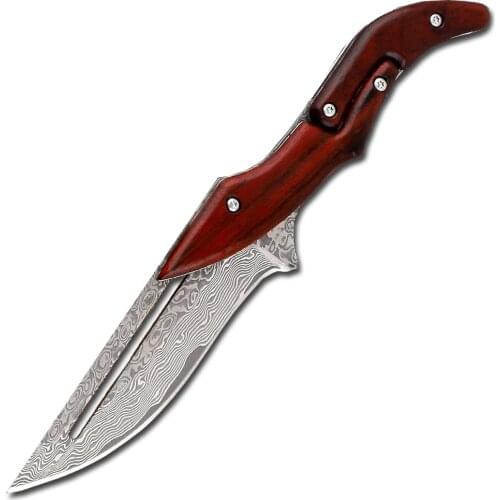 Damascus Tactical Hunting Machinery Folding Camping Knife Self-Defense Rescue Portable Outdoor Knife EDC Tool