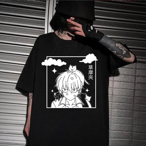 Fruits Basket Cartoon Tee Shirt Men Japan Anime Fashion T Shirt Kyo Sohma Casual Loose Tops Male Hip Hop Harajuku T-Shirts