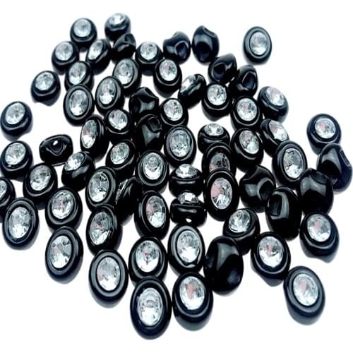 HL 50/150pcs 8mm New Black Resin Buttons With Rhinestones DIY Apparel Sewing Accessories Shirt Buttons