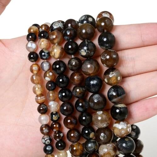 Brown Natural Agates Onyx Beads Stone Beads for Jewelry Making Bulk Round Loose Beads DIY Bracelet Charm Accessories 4/6/8/10 MM