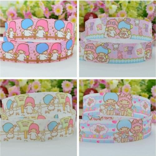 SUPWRF 16 22mm 38 50 75mm Little twins star Printed grosgrain ribbon hair bow DIY hair accessories decoration 50 Yards B0929