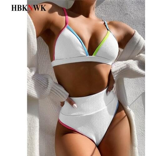 2020 Swimsuit Women High Waist Bikini Sets Patchwork Bathing Suits 2 pieces Beachwear Swim Suit Female Summer biquini Swimwear