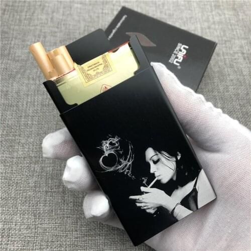 Customizd Somking Girl Aluminium Alloy Cigarette Case Boxes Ultra Thin Cigarette Box Laser Engraved Diy Your Picture Gift