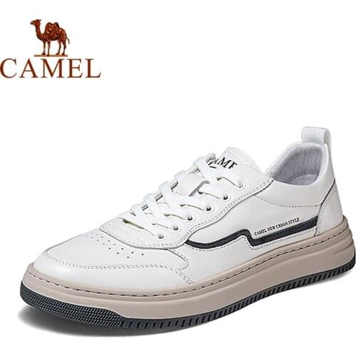 CAMEL White Sneakers Men Real Leather Breathable Fashion Trend Retro Casual Shoes Korean 2021 New Autumn Male Footwear
