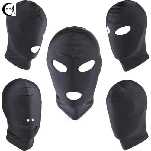 New Sexy Leather Latex Head Mask Spandex Lycra Hood Bdsm SM Headgear Role Playing Game Erotic Fetish Open Mouth Hood Toy Mask