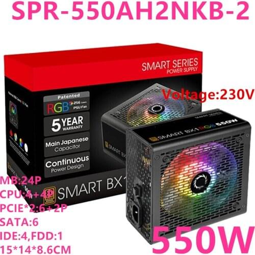 New PSU For Thermaltake(Tt) Brand Smart BX1 RGB 550W ATX 80plus Bronze Silent Power Supply 550W Power Supply SPR-550AH2NKB-2