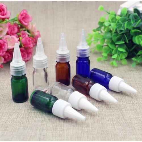 Wholesale 300pcs/lot New 5ML Perfume Water Glass Beak Bottles Empty PET Bottles with Pointed Lids