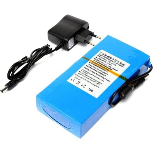 Portable 12V Battery Pack 12000mAh DC 12.6V Rechargeable Lithium Battery Pack for Wireless Motor LED Light CCTV Cam Monitor Cell
