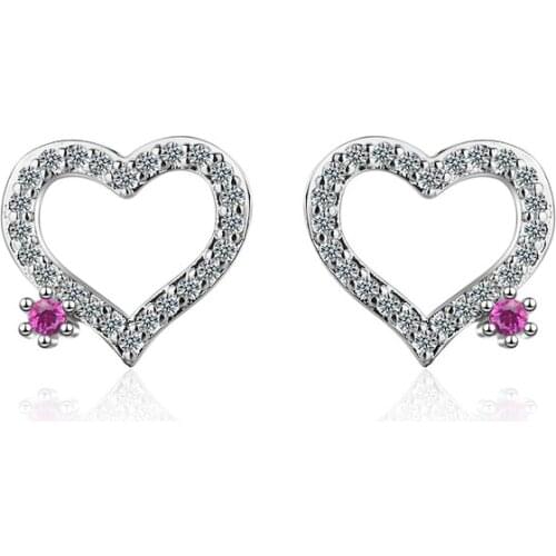 Everoyal Luxury Crystal Heart Girl Stud Earrings Jewelry Female Fashion Silver 925 Earrings For Women Wedding Party Accessories