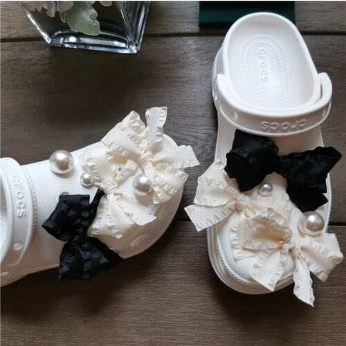 Luxury Bowtie Croc Charms Designer Fashion Princess Style Shoes Charms for Crocs Elegant DIY Clogs Shoe Buckle 2021 Whole set