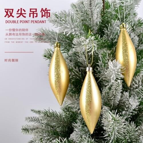 Christmas decorations gold red double-pointed pendant pendant shopping mall scene layout dress up water drop pendant