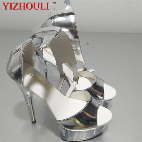 The 15-centimeter high heel silver sandals are fitted with nightclub pumps the size of a button sexy brides wedding dress