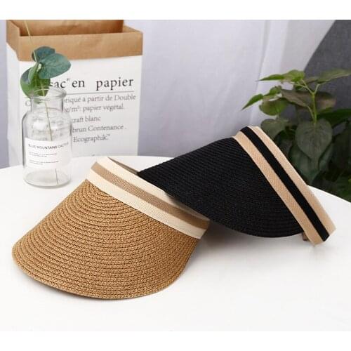 New Womans Sun Hats Hand Made DIY Straw Bowknot Visor Caps Parent-Child Summer Cap Casual Shade Hat Empty Top Hat Beach