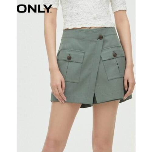 ONLY 2021 summer fashion simple skirt pants design big pocket decorative shorts women | 121215016