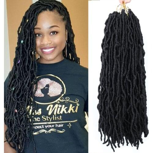 MODERN QUEEN 18-36 Inches Nu Locs Crochet Braids Faux Locs Extension Synthetic Soft Goddess Braiding Dreadlocks Hair For Women