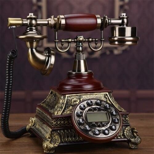 European Antique Telephone Rotary Dial Design Retro Landline Phone with Mechanical Ring, Speaker and Redial Function for Home