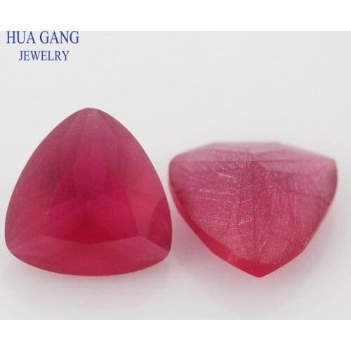 Rose Red Matte Bottom Trillion Shape Princess Cut Loose Glass Beads Synthetic Gems For Jewelry Size 6x6mm 10x10mm Free Shipping
