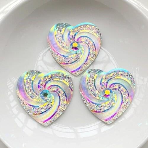 10pcs 30MM white AB color heart shaped resin rhinestone for jewelry DIY wedding decoration rhinestones for crafts