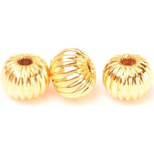 10 PCS 6mm Fashion Metal Brass Gold Round Spacer Beads DIY Hole Beads For Jewelry Making