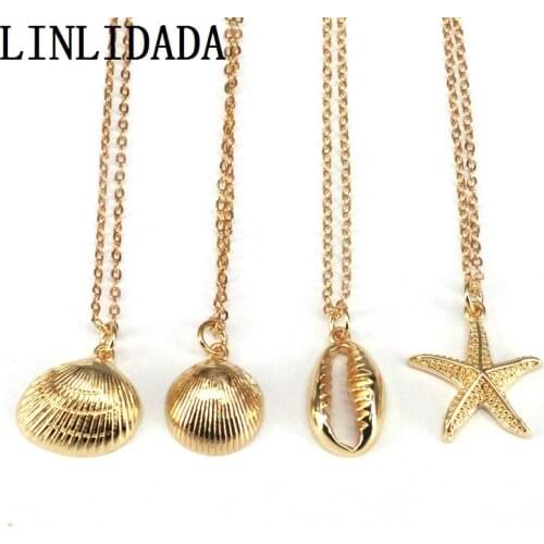 10Pcs , Gold Plated Cowrie shell pendant, Cowrie shell pendant charm, Conch Shell Charms Pendant Necklace