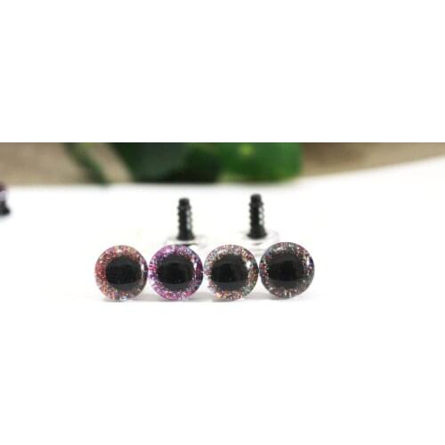 100pcs/lot 14mm clear 3D glitter safety toy eyes +glitter fabric+ white hard washer--size & color option-N4