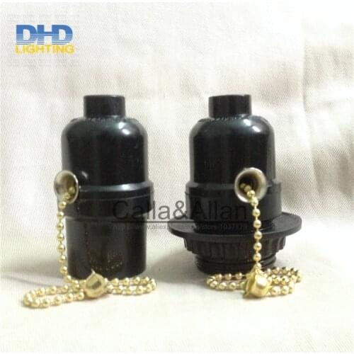 2pcs/10pcs UL Bakelite Lamp Holder Pull Chain E27 Vintage Edison Screw Bulb Lamp Socket Zipper Switch Retro Pendant Lamp bases