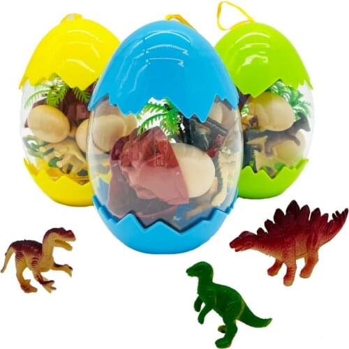 20pcs/lot Egg Pack Dinosaur Scenes Model Toys Small Simulation Animal Figures With Tree Solid Dinosaur Model Toys for Children