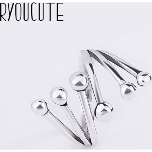 2019 Bijoux Silver Color Beads Rings for Women Gift Ladies Adjustable Size Antique Ring Joyas De Plata Anillos