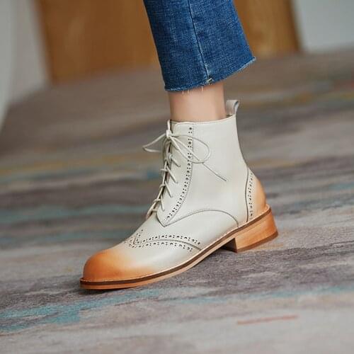 2021 Winter Women Boots Retro Chelsea boots Women Shoes luxury Women ANKLE Boots Genuine Leather Bullock fur boots