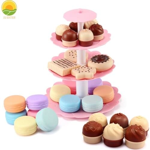 23Pcs Children Kitchen Toy Educational Kids Play Cake Stand Set Baby Plastic Miniature Food For Girls Christmas Gifts