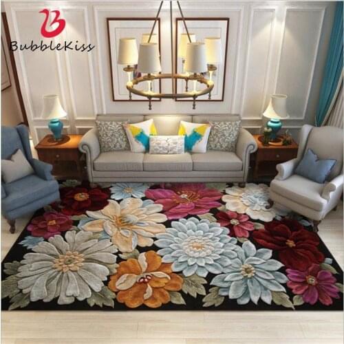 Bubble Kiss 3D European Style Floral Crystal Velvet Carpets For Living Room Sofa Coffee Table Area Rugs Home Bedroom Decor Mat