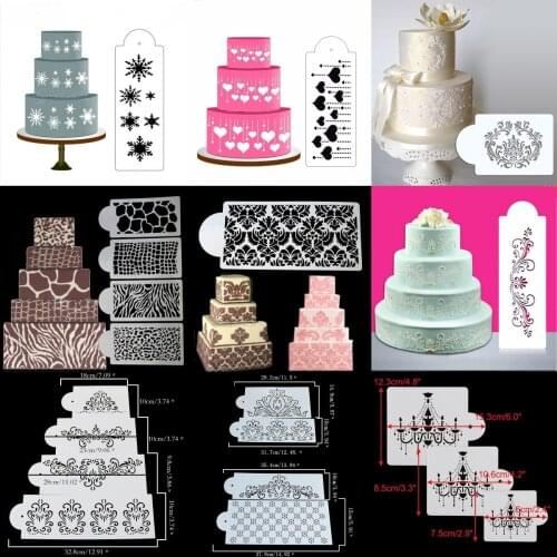 4/3/1PCS Heart Flowers Leaves Crown SnowFlower Cupcake Cake Mould Frostings Spray Cookie Cup Cake Stencil Decorating