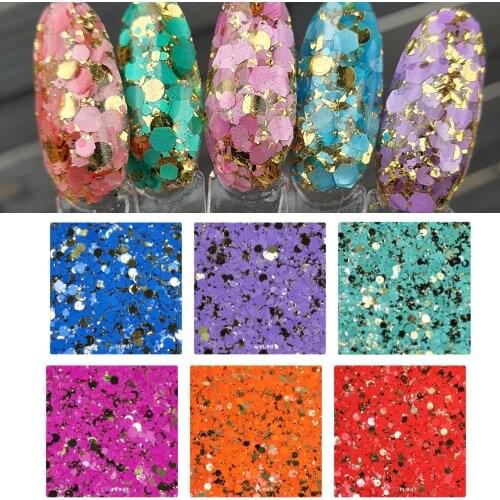 50g/12 Colors Matt Glitter & gold dot glitter mix Glitter Nail art Glitter Mermaid dreams Holographic 2 Tone Chunky Glitter,7676