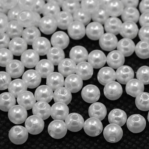 500g/lot White Imitated Pearl Acrylic Round Beads 4mm 5mm 6mm F80
