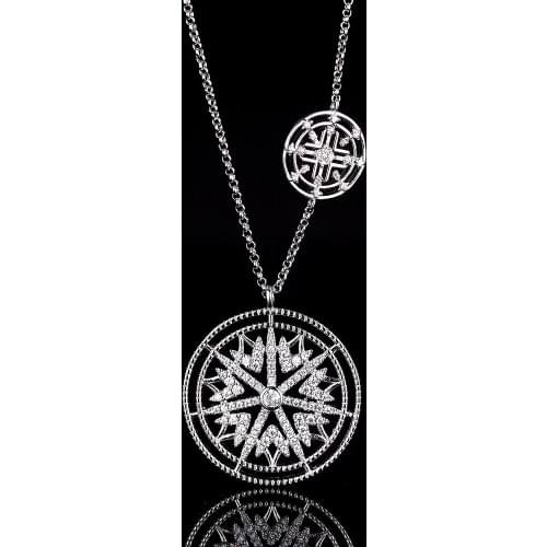 925 Sterling Silver Round Shape Pendant Necklace for Women Mysterious Disc Totem Personality Wild Jewelry