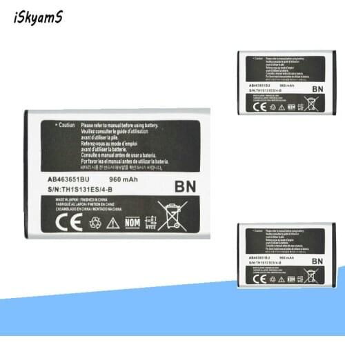 ISkyamS 3x 960mAh AB463651BU Battery For Samsung S3650 S5600 S5610 S5630C S5560C C3370 C3200 C3518 F400 F408 F270 S5296 C3322