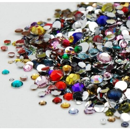 Mixed Sizes SS6-SS30(2MM-6.5MM)36color Acrylic Glue On rhinestone 3D Nail Art flat back DIY crystal for dress jewelry Shiny