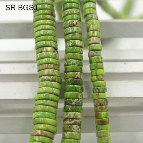 Free Shipping 3x6mm 3x8mm 3x10mm Keshi Rondelle Green Sea Sediment Gems Stone Beads Strand 15"