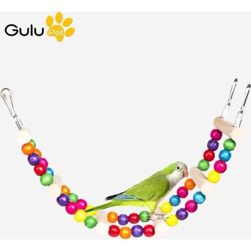 Bird Colorful Balls Wood Hanging Ladders Rocking Scratcher Climbing Stairs Bird Cage Parrot Ladder Climb Perch Bridge Stand Toy