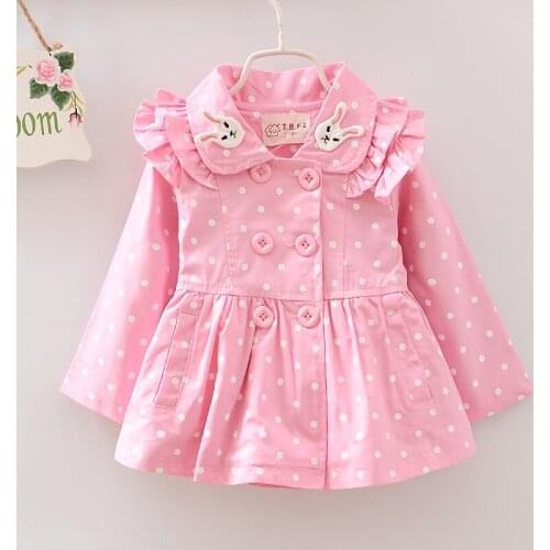 Spring New Korean Girls Cartoon Fashion Coat Cotton Trench Jackets Children Kids Lovely Wear 0-3age