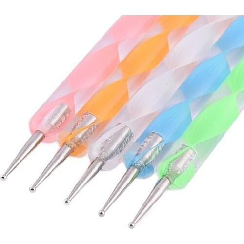 Double-end Use Nail Art Dotting Pens Nail Polish Pen Drill Painting Pen Aluminum Marbleizing Painting Dot Nail Art Tools