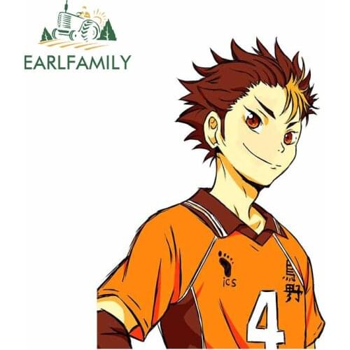 EARLFAMILY 13cm x 9.6cm for Haikyuu Yu Nishinoya Car Stickers Windshield Refrigerator Decal Personality Laotop Car Assessoires