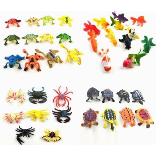 12Pcs/set Action & Toy Figures Cute Simulation Animal Dinosaur Model Mini Toy Marine Life Turtle Crab Frog Toys For Children